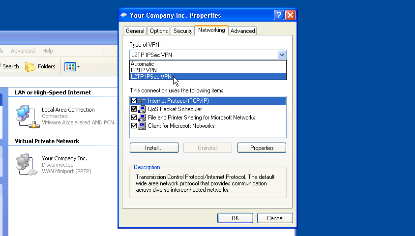 Поднять vpn windows xp