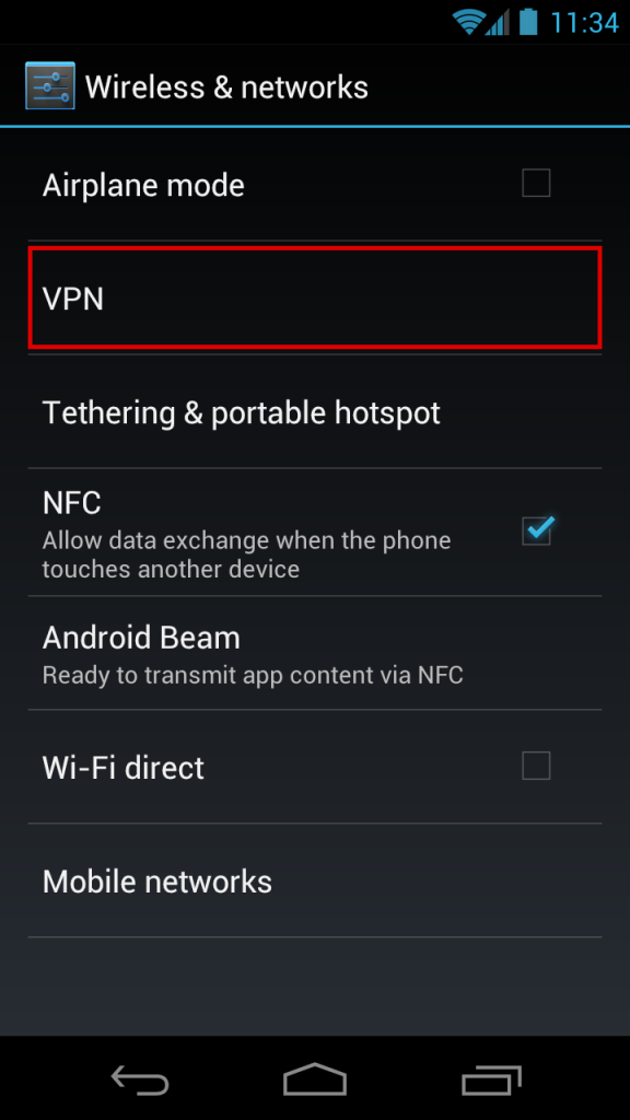 configuration vpn android