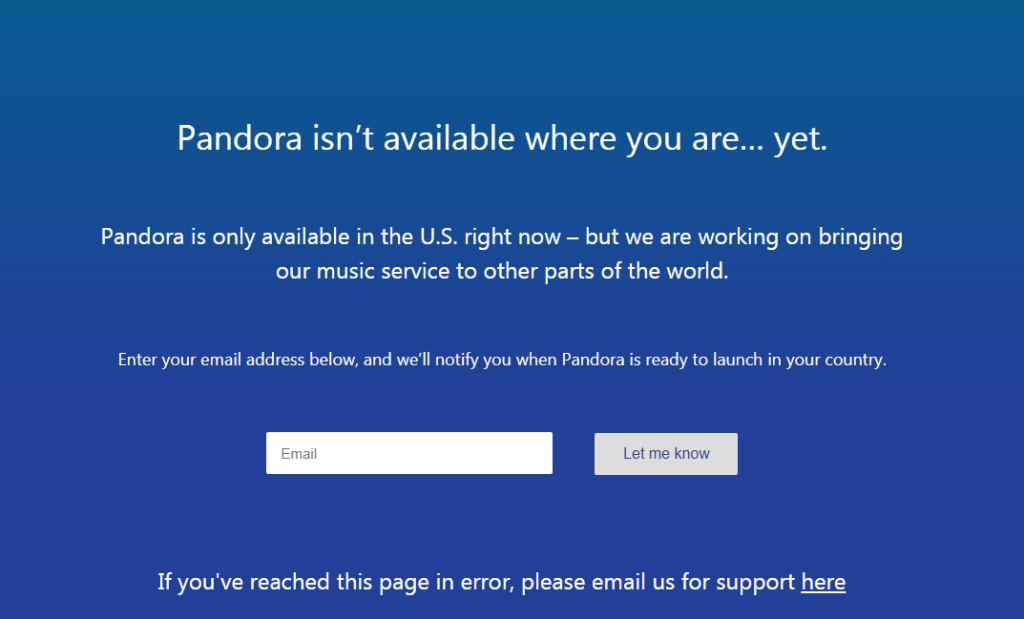 Pandora message erreur